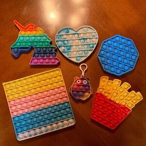 Colorful Pop It Fidget Toy Set Stress Relief & Fun Heart Unicorn Sensory Bundle